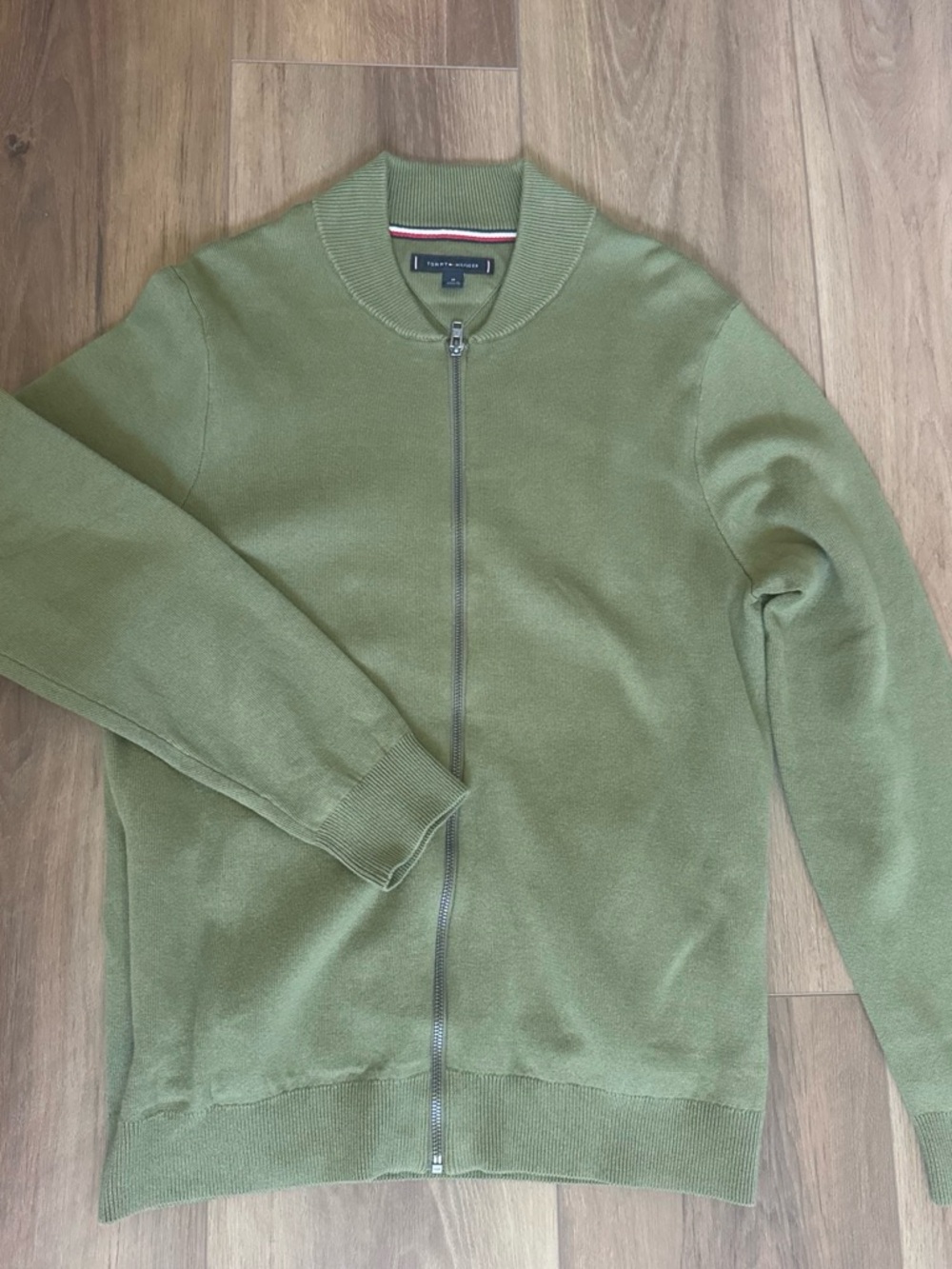 Tommy Hilfiger Olive Zip-Up Men's Sweater